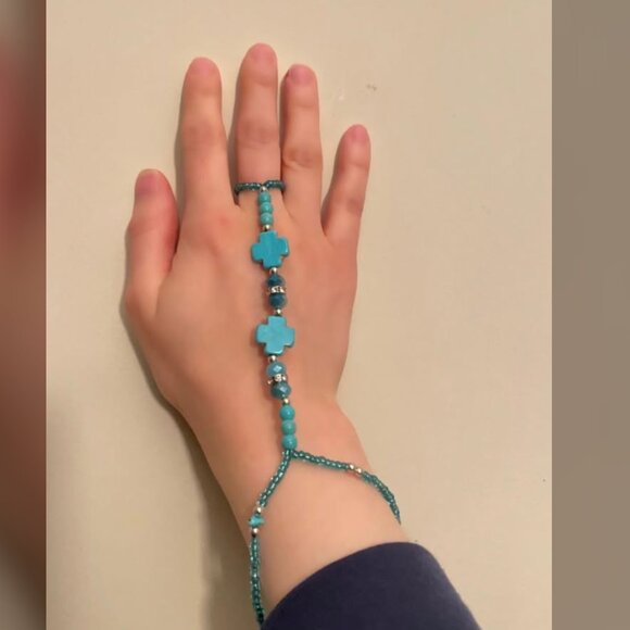 2 Handmade Blue Bracelet to Ring Accessory Jewlery - Picture 1 of 2
